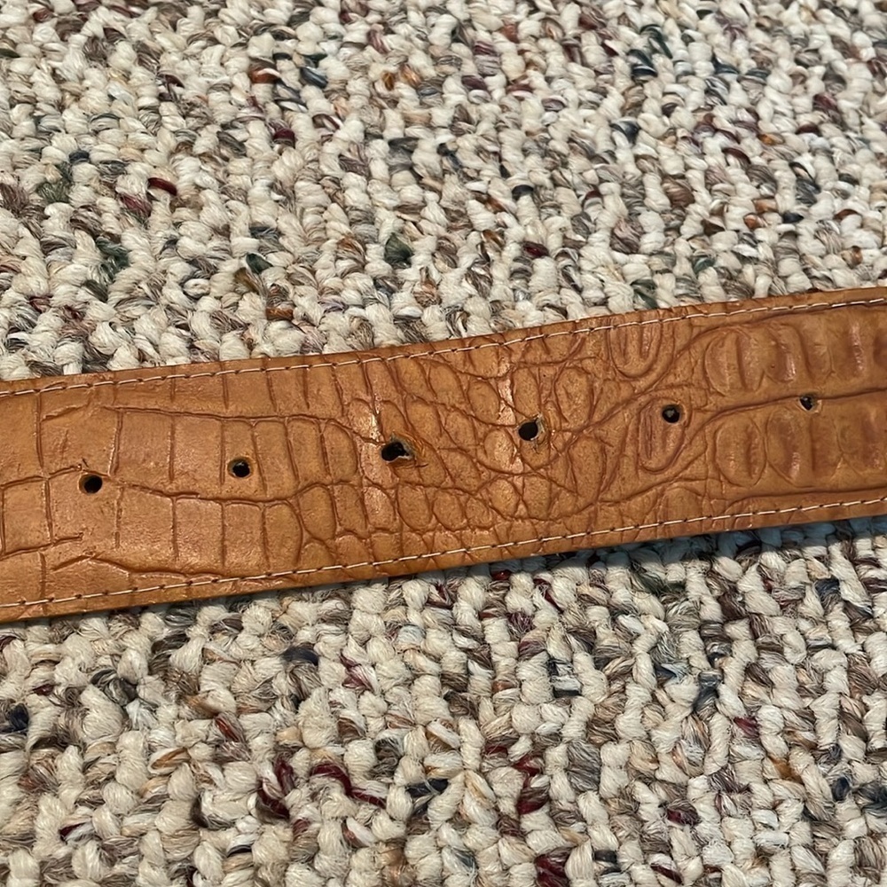 1 7/8” Camel Colored Embossed Leather Belt - Picture 4 of 5